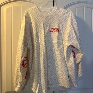 Marvel Spirit Jersey Long Sleeve Shirt Mens M All Over Logo Avengers Icons
